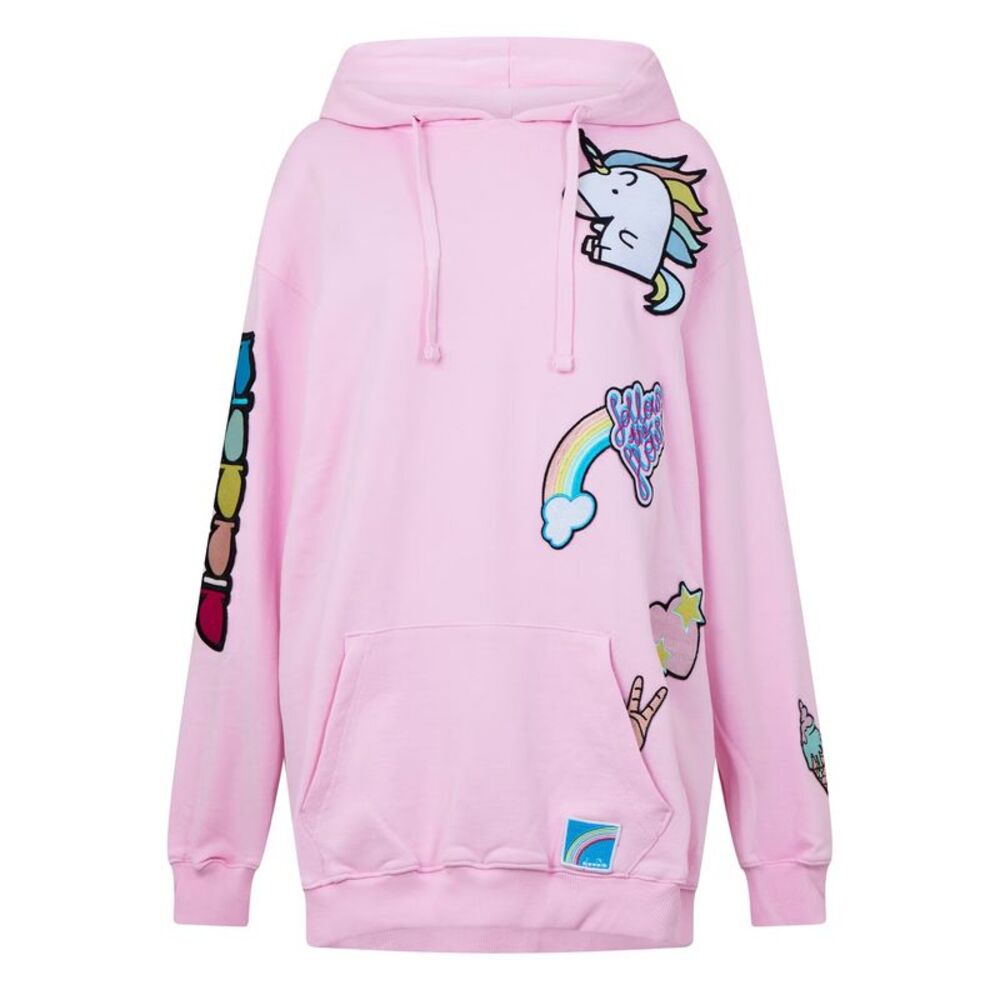 Diadora Girls Unicorn Overhead Drawstring Hoodie / Pink